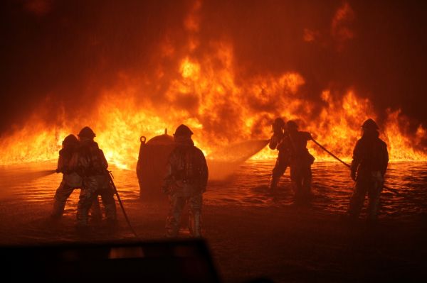 live, equipment, spray, training, fire, sunset