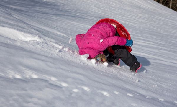 sneh, zimné, dievča, počasie, dieťa, snowboard