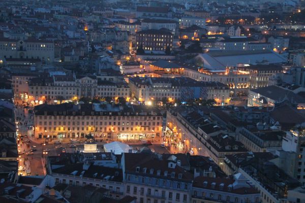 structuur, horizon, nacht, stad, wolkenkrabber, zonsondergang