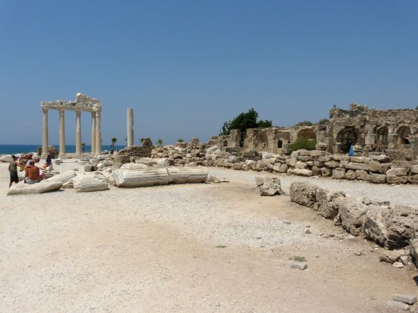 zee, kust, zand, gebouw, ruïnes, Turkije