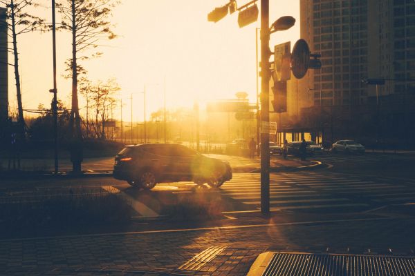 Licht, Sonnenuntergang, Straße, Winter, Nebel, Sonnenaufgang