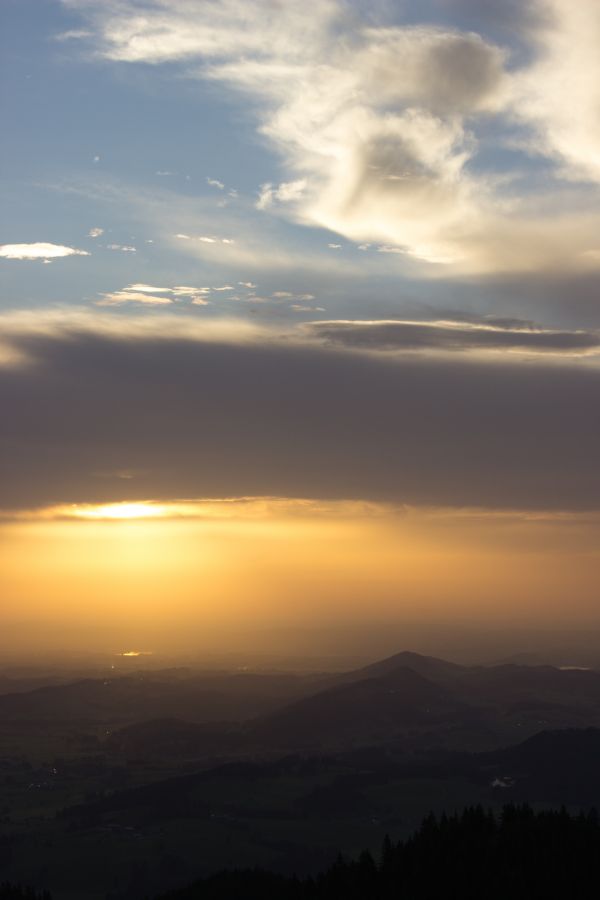 paisaje, árbol, naturaleza, horizonte, ligero, montaña