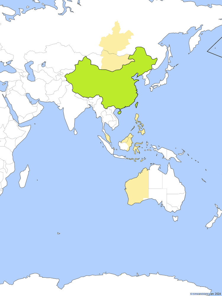 Time zone map of CST