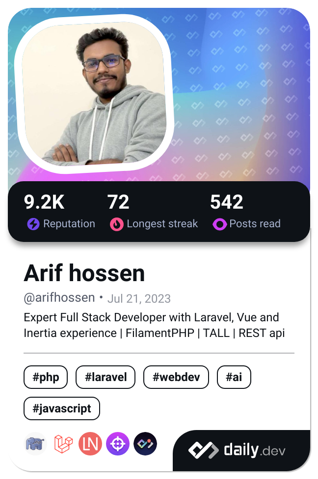 Arif hossen's Dev Card