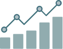 icono de gráfico de barras de crecimiento positivo