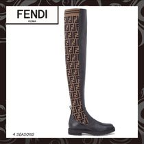 VIP価格★FENDI ブラックレザー サイハイブーツ ★国内完売