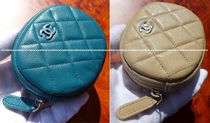 国内発送 CHANEL ラウンド 丸型コインケース ターコイズ & BEIGE