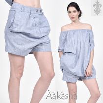 日本未入荷【Aakasha リネンショートパンツ ドロップクロッチ】