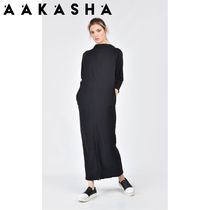 Aakasha フレンチテリー ジッパー ハイネック ワンピース 8色