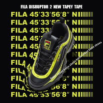 FILA★DISRUPTOR 2 NEW TAPEY TAPE★ロゴ★厚底★兼用★黒