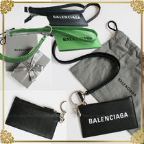 国内発☆BALENCIAGA　ロゴ★ストラップ付カードコインケース