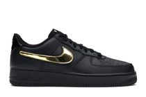 ★ Nike ★ Air Force 1 Black Metallic Gold Removable Swoosh