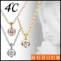 すぐ届く【4℃】4月誕生石 一粒ダイヤが煌めくK10ネックレス