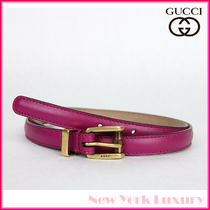 GUCCI★素敵！Fuchsia Leather Skinny Belt w/Bamboo Buckle