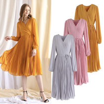 CHICWISH★ウエストマークカシュクールシフォンワンピース☆