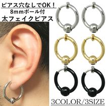 8ｍｍ ボール付 太め フェイクピアス イヤリング メンズ 両耳