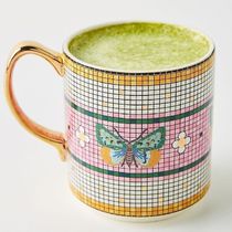 期間限定セール! Anthropologie Bistro Tile Bonjour Mug