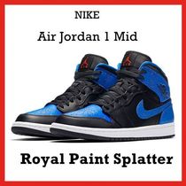 NIKE Air Jordan 1 Mid Royal Paint Splatter (2020) AW 20