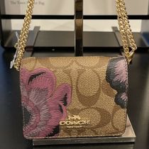 セールCoachカフェファセットチェーン2wayカードケースミニ財布