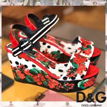 Dolce & Gabbana 水玉＆フラワープリント 厚底サンダル マルチ