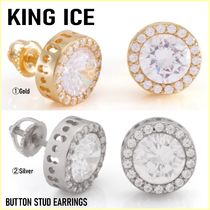 送料税込【King Ice】BUTTON STUD EARRINGS ピアス(2色)☆国内発