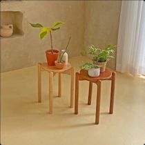 [韓国家具]  WOOD CIRCLE STOOL 原木 円型 スツール 椅子