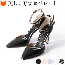 ハイヒール パンプス ストラップ セパレート 本革 レザー 9cm