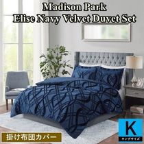 【キング】Elise Navy Velvet掛け布団カバーセット ふとんカバー