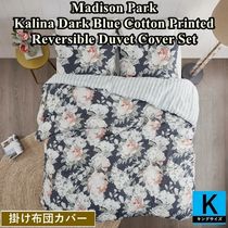 【キング】Kalina Dark Blue掛け布団カバーセット ふとんカバー