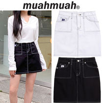 ★21-22新作★MUAHMUAH★MUAH STITCH COTTON MINI SKIRT_2色