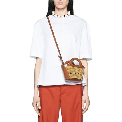 MARNI トートバッグ MARNI TROPICALIA マルニトートバッグ マイクロ レザー ラフィア(4)