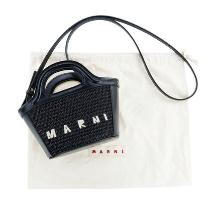 MARNI トートバッグ MARNI TROPICALIA マルニトートバッグ マイクロ レザー ラフィア(20)