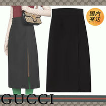 【国内発送★GUCCI】ミディアム スリット ハイウエストスカート