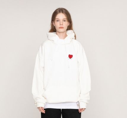 GRAVER パーカー・フーディ 【GRAVER】Drawing heart back logo White clip hoodie(4)