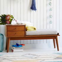 大人気《west elm》Mid-Century Storage Bench 収納付きベンチ