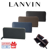 LANVIN ランバン 財布 長財布 かぶせ長財布 メンズ 革 黒 レザー