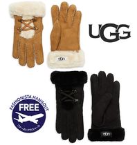 UGG アグ Women's Shearling & Leather Laced Gloves 革手袋