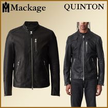 MACKAGE QUINTON スナップ襟付きレザーバイカージャケット