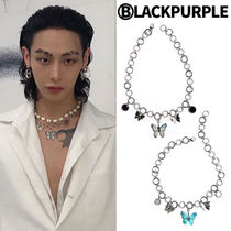 ★BLACKPURPLE★送料込★韓国★5P Signature butterfly necklace