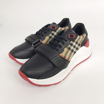 Burberry★Leather and Vintage Check Cotton Sneakers