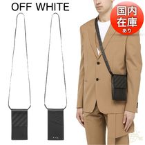 OFF WHITE ストライプ レザースマホケース iphone ストラップ付