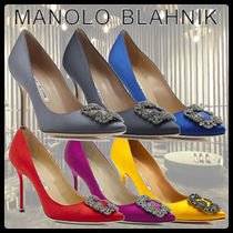 【MANOLO BLAHNIK】HANGISI サテンジュエルパンプス10.5cm 全6色