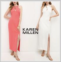 関税込【KAREN MILLEN】エナメルチェーンホルターマキシドレス★