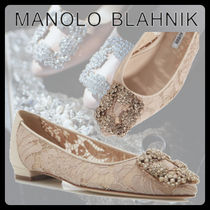 【MANOLO BLAHNIK】HANGISIFLAT LACE レースフラットシューズ1cm