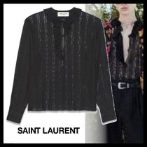 Saint Laurent《ブラウス》ブラック コットン レース DHL 直営店