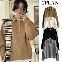 【2plan】Collar Overfit Balloon Knit