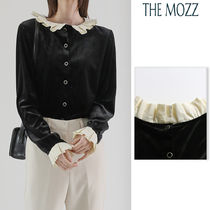 【THE MOZZ】Velor Pleated Blouse