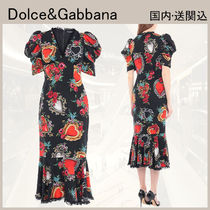 上品★DOLCE & GABBANA 宝石&花 ミディワンピース ドレス 稀少♪