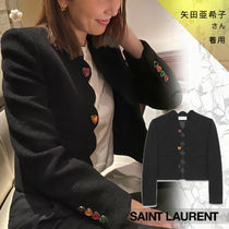 【SAINT LAURENT】ハートボタン ブークレ クロップドジャケット