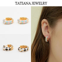 ★韓国人気★TATIANA★Opal Checkered One-Touch Earring